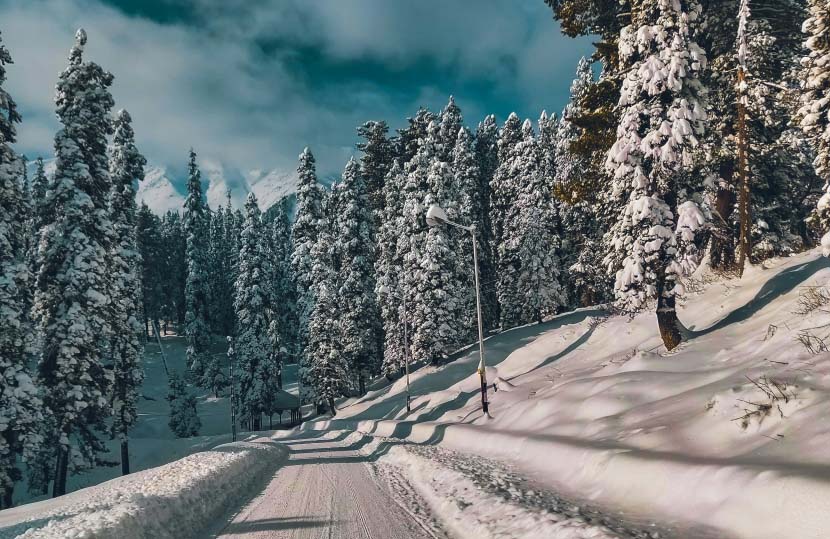Snow clad Road to Gulmarg